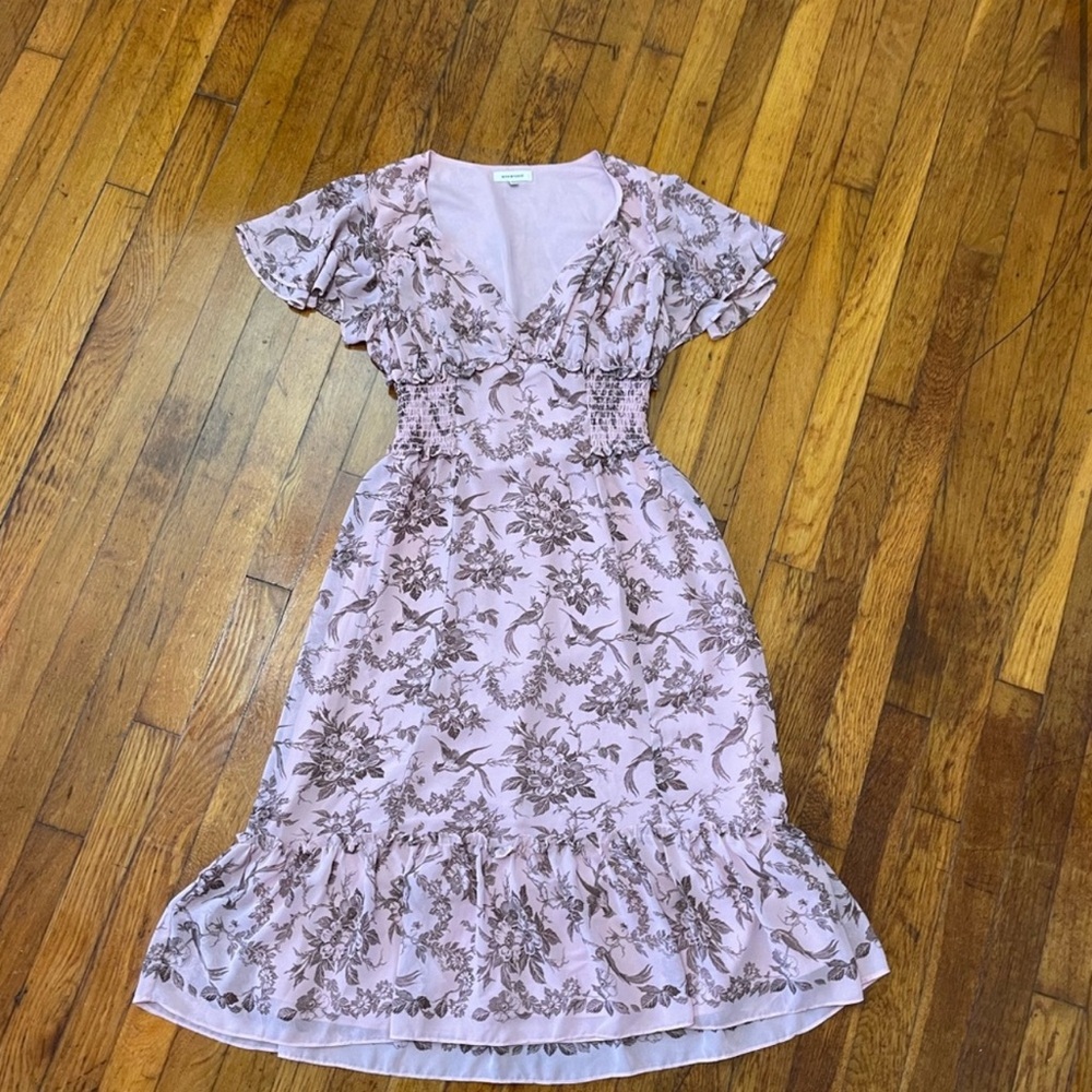 Max Studio Pink Floral Midi Dress